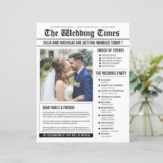 Wedding Newspaper Program Template