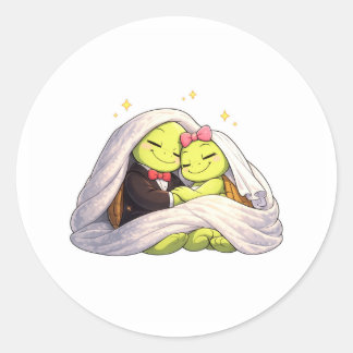 Wedding Night Cuddle Classic Round Sticker