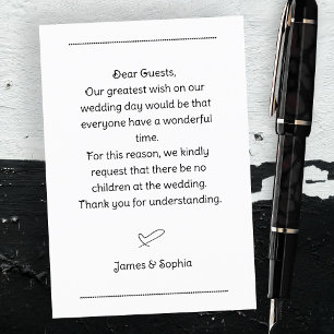 Wedding No Children Request Enclosure Card