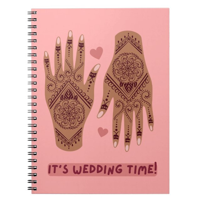 Wedding notebook with henna mehndi hands design (Front)