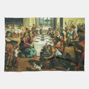 Wedding of Cana by Andrea Boscoli, Renaissance Art Tea Towel