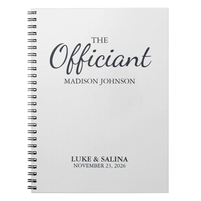 Wedding Officiant Ceremony Personalized Elegant Notebook (Front)
