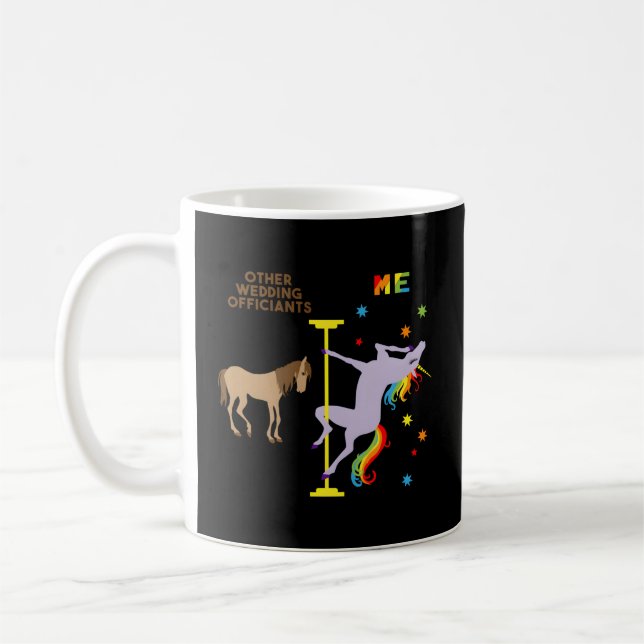 Wedding Officiant Thank You Rainbow Unicorn Coffee Mug (Left)