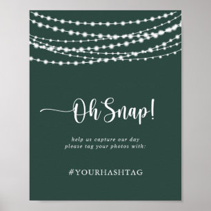 Wedding Oh Snap Rustic String Lights Green Poster
