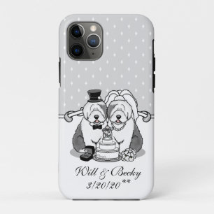Wedding Old English Sheepdogs Bride Groom Grey 1 iPhone 11 Pro Case
