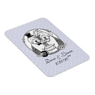 Wedding Old English Sheepdogs Bride Groom Grey 1 Magnet