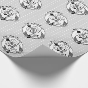 Wedding Old English Sheepdogs Bride Groom Grey 1 Wrapping Paper