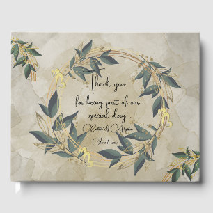 Wedding Olive Wreath Personalised Guest Book