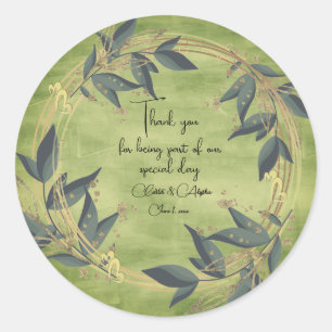 Wedding Olive Wreath Personalised Sticker
