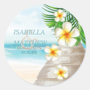 Wedding on the Beach    Personalise Classic Round Sticker