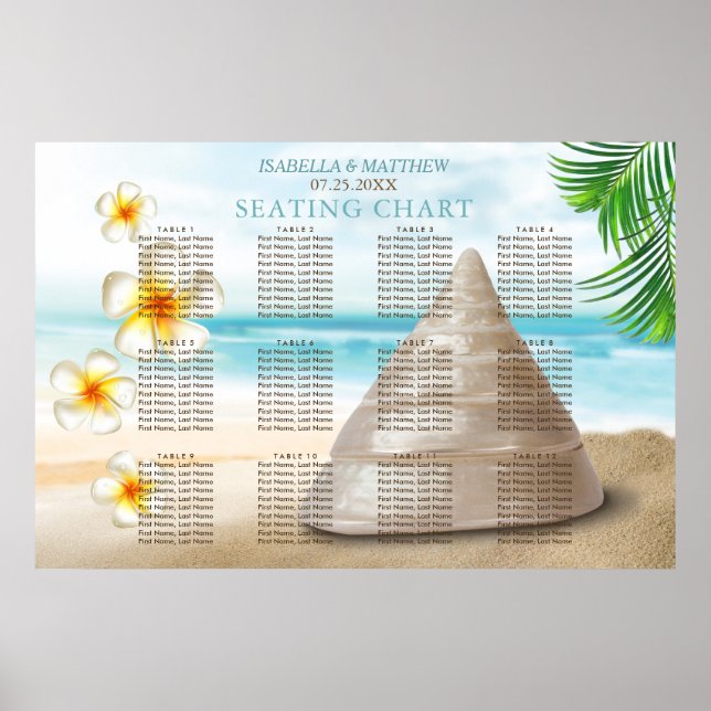 Wedding on the Beach - Seating Chart (Front)