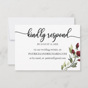 Wedding Online RSVP Burgundy Floral Card