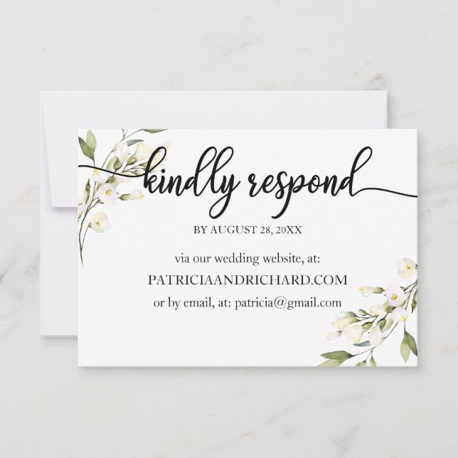 Wedding Online RSVP Cream White Floral (Front)