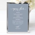 Wedding Open Bar Elegant Dusty Blue Sign<br><div class="desc">Wedding Open Bar Elegant Dusty Blue Sign</div>