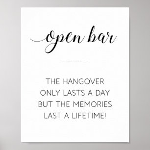 Wedding Open Bar Hangover Sign - Alejandra
