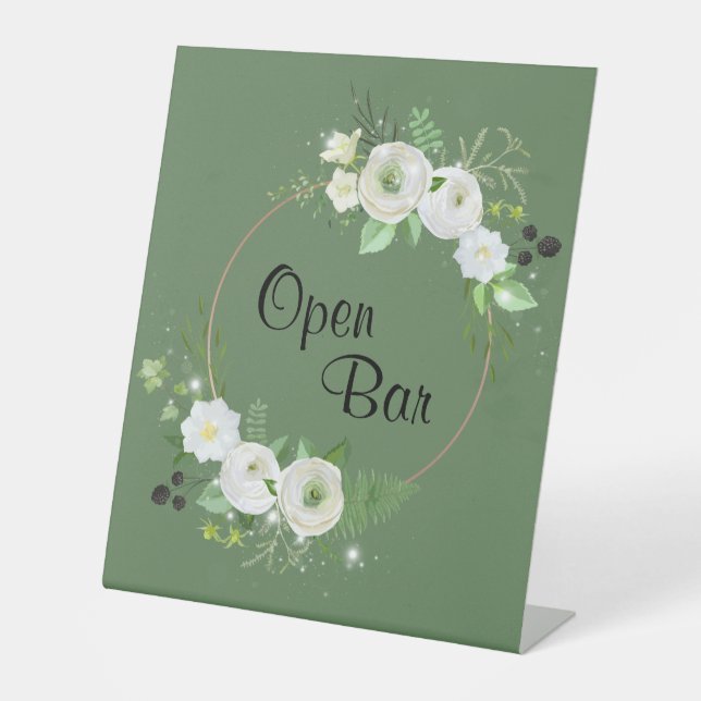 Wedding Open Bar Pedestal Sign (Front)