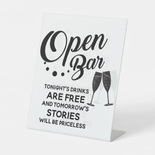 Wedding Open Bar Tonight's Drinks are Free Sign