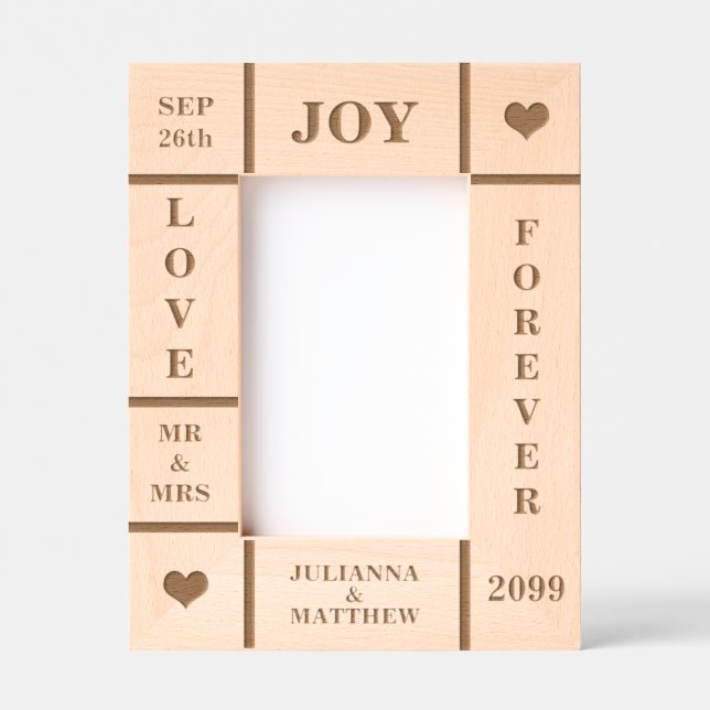 Wedding or Anniversary Custom Text Vert 4x6 Etched Frames (Front)