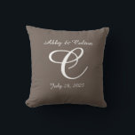Wedding or anniversary pillow monogrammed<br><div class="desc">Wonderful wedding present for the newlyweds or anniversary gift.  Personalise with their names and wedding date.  Available in different sizes and material.</div>