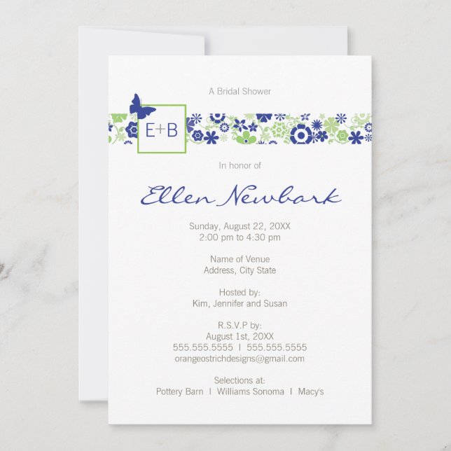 Wedding or Bridal Shower Invitation (Front)