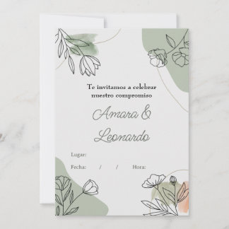 Wedding or engagement invitation with flowers