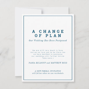 Wedding or event change of plan postponed save the date