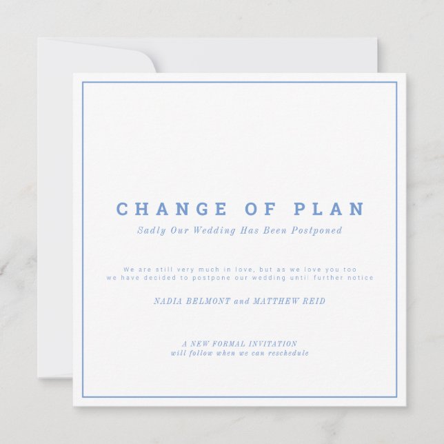 Wedding or event change of plan postponed save the date (Front)