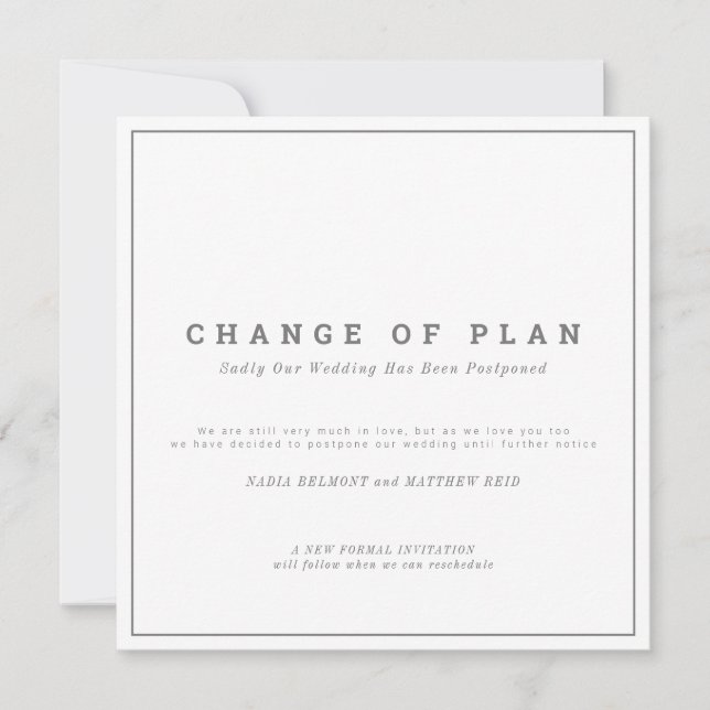 Wedding or event change of plan postponed save the date (Front)