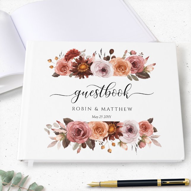 Wedding or Other, Blush Pink and Burgundy Floral Guest Book (Creator Uploaded)