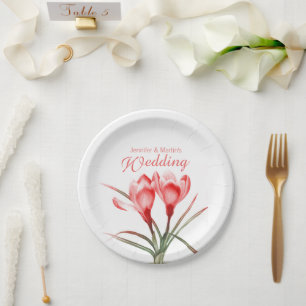Wedding orange crocus art named paper plate