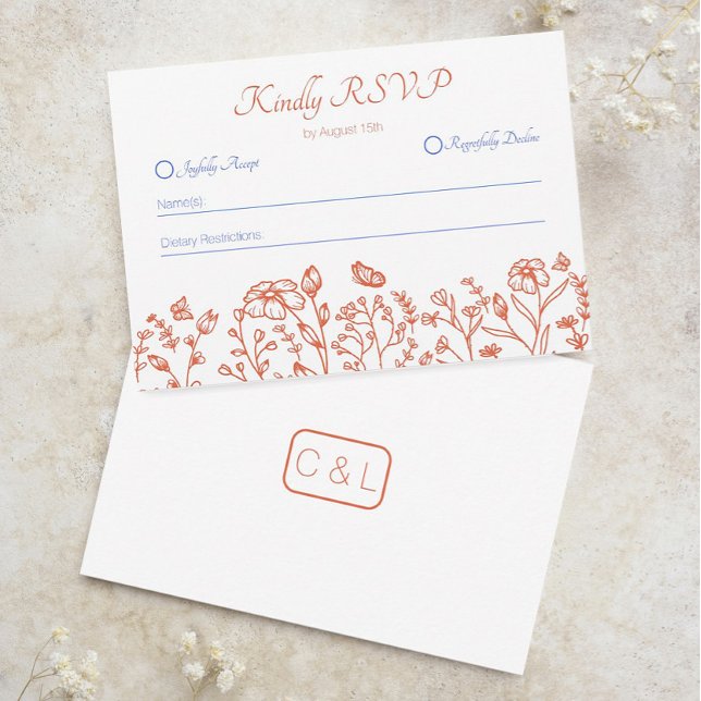 Wedding Orange Verona Sunset RSVP Response Card (Wedding RSVP Cards Verona Sunset Theme)