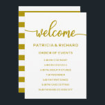 Wedding Order of Events Gold Timeline Schedule Invitation<br><div class="desc">A rustic chic black lettering wedding order of events cards. Add your own background colour.</div>