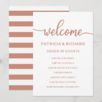 Wedding Order of Events Schedule Rose Gold