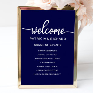 Wedding Order of Events Sign Navy Blue