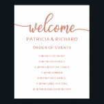 Wedding Order of Events Sign Rose Gold Calligraphy<br><div class="desc">A rustic chic black lettering wedding order of events sign. Add your own background colour.</div>