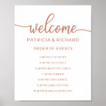 Wedding Order of Events Sign Rose Gold Calligraphy<br><div class="desc">A rustic chic black lettering wedding order of events sign. Add your own background colour.</div>