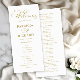 Wedding Order of Service Ceremony Program Gold