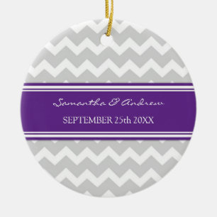 Wedding Ornament Favour Grey Violet Chevron