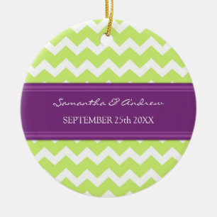 Wedding Ornament Favour Lime Plum Chevron