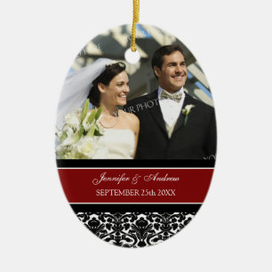 Wedding Ornament Favour Red Black Damask