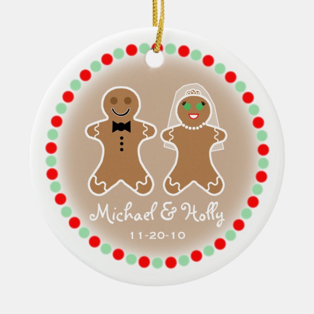Wedding Ornament - Gingerbead Bride & Groom (Front)