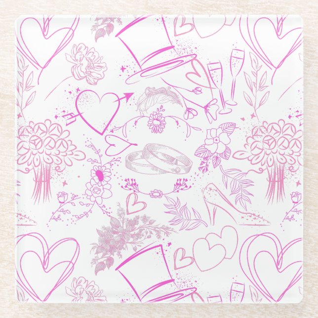 Wedding ornaments pattern 02 glass coaster (Front)