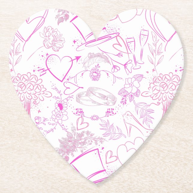 Wedding ornaments pattern 02 paper coaster (Front)