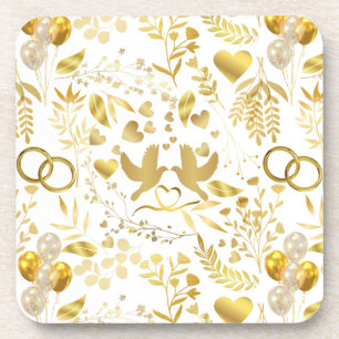 Wedding ornaments pattern in Gold 02 Coaster
