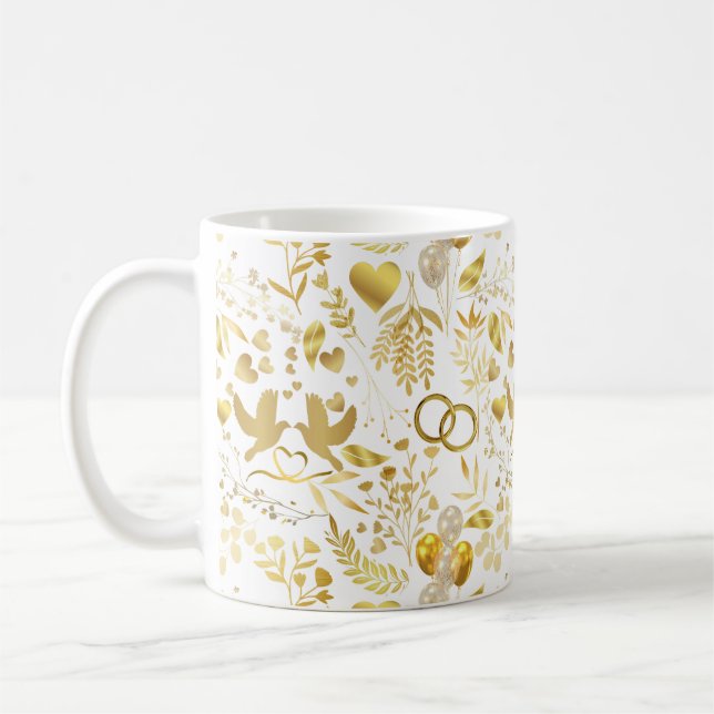 Wedding ornaments pattern in Gold 02 Coffee Mug (Left)