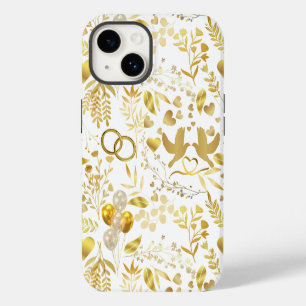 Wedding ornaments pattern in Gold 02 iPhone 14 Case