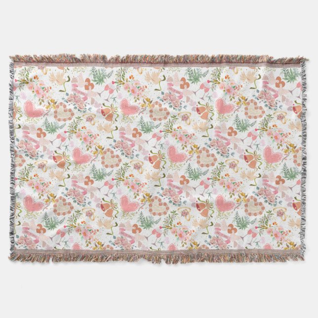 Wedding ornaments pattern throw blanket (Front)