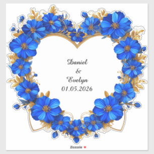 Wedding Ornate Floral Heart Frame Blue Flowers