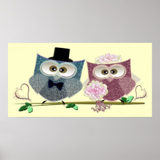 Wedding Owls Art Poster