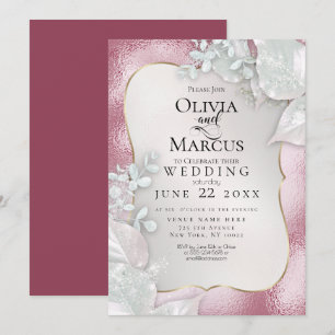 WEDDING   Pale Burgundy Pearl Shimmer Invitation